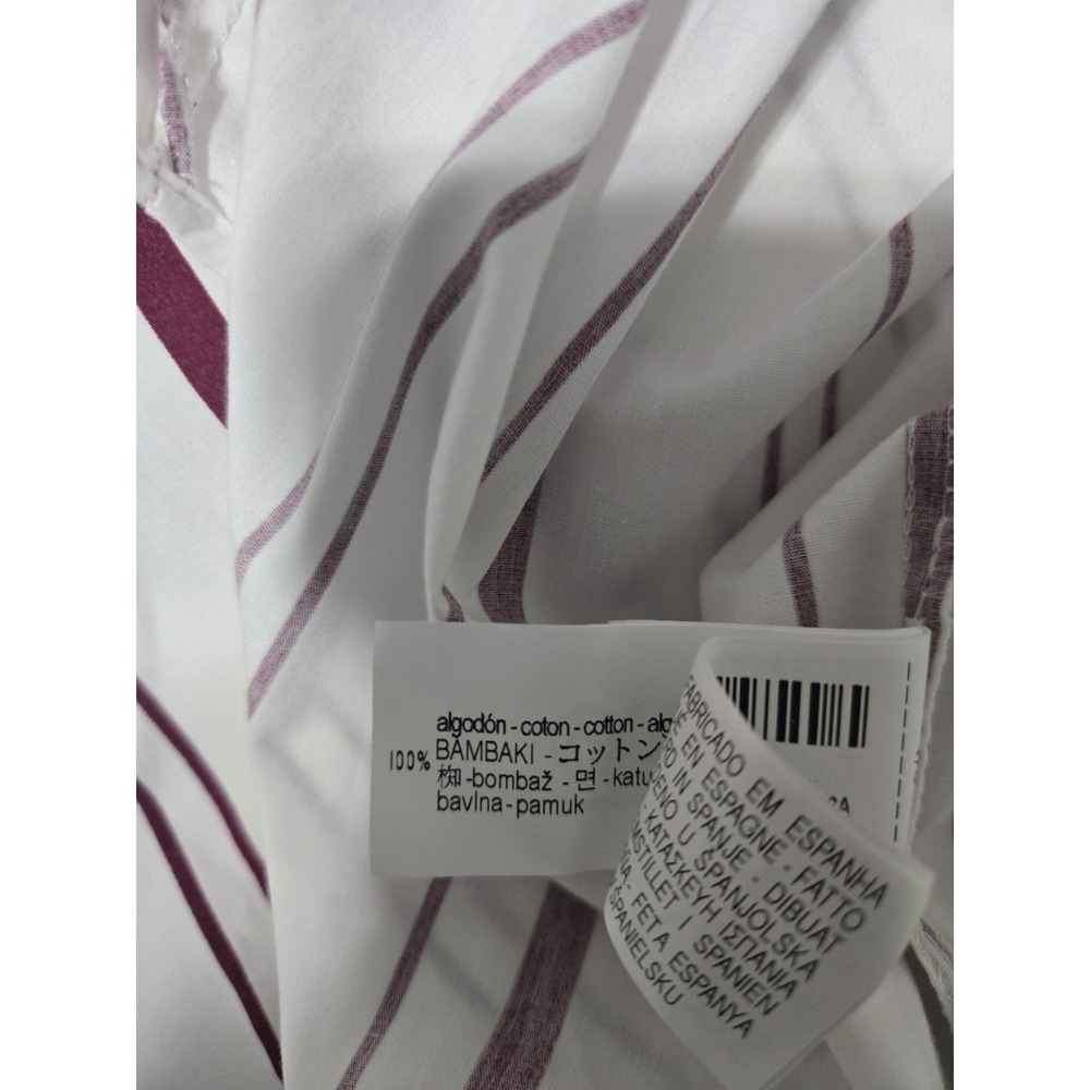 Zara Striped Button Down Relaxed Fit 100% Cotton Burgundy White Size M NWOT - Picture 6 of 9